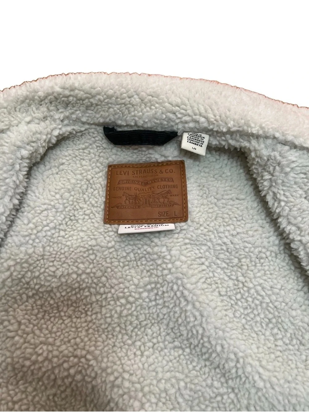 Levi’s Premium Sherpa Lined Corduroy Jacket Mens Large Dark Green Big E 16365-01